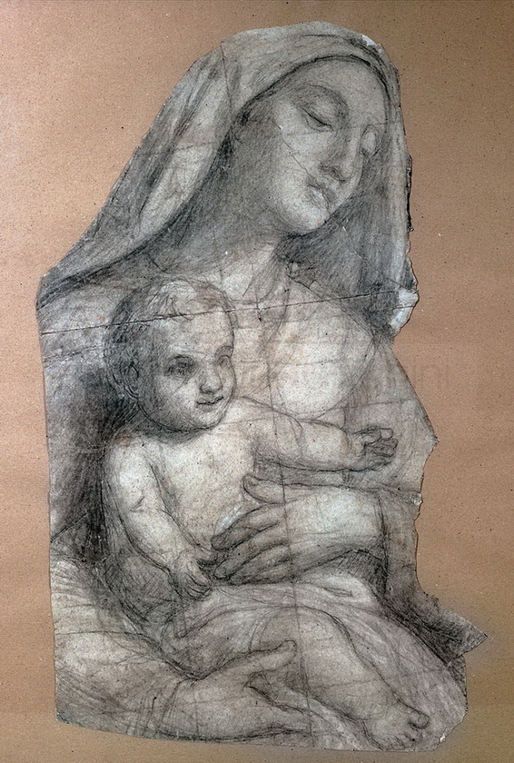 Madonna col Bambini - 1871 - carboncino su carta cm. 53x40 - coll. privata-  esposto alla mostra del 2015 a Passirano (BS)